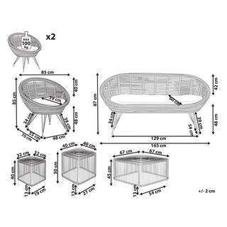 Beliani Lounge Set mit Tisch aus Rattan Boho MARATEA/CESENATICO  