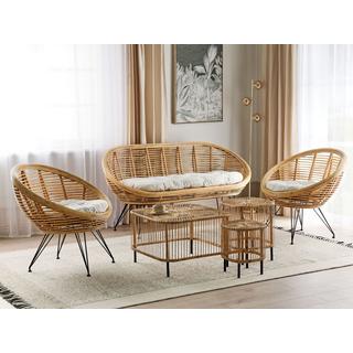 Beliani Lounge Set mit Tisch aus Rattan Boho MARATEA/CESENATICO  