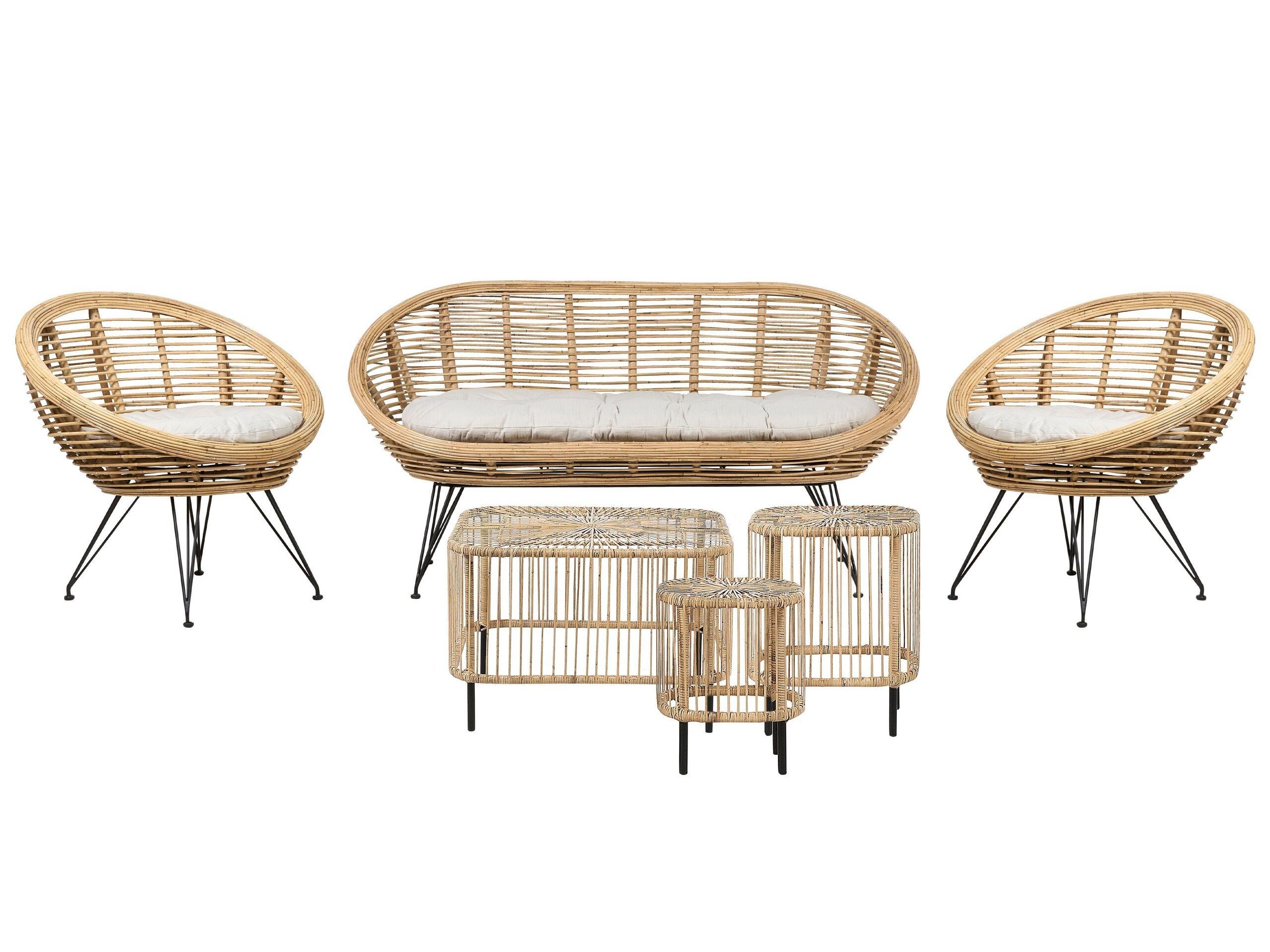 Beliani Lounge Set mit Tisch aus Rattan Boho MARATEA/CESENATICO  