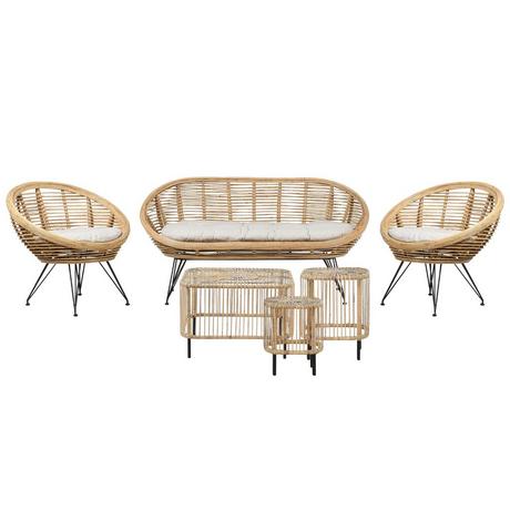 Beliani Lounge Set mit Tisch aus Rattan Boho MARATEA/CESENATICO  