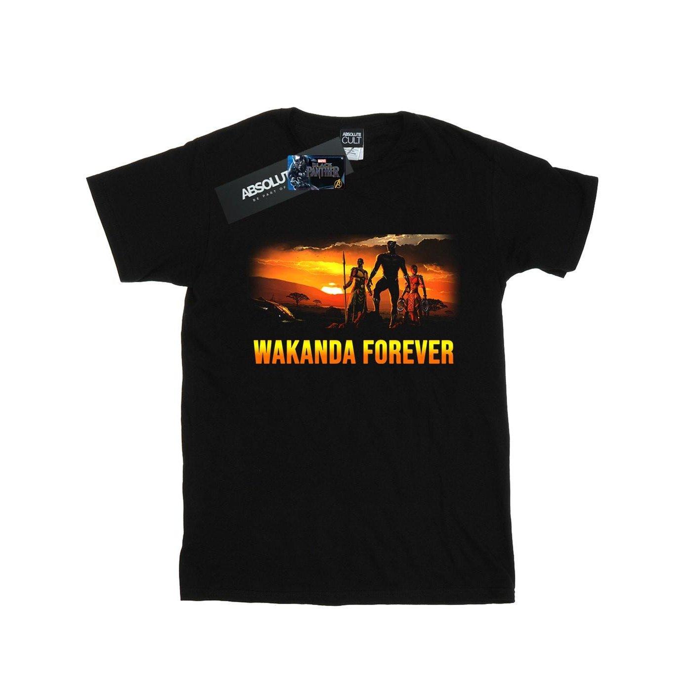 Image of Black Panther Wakanda Forever Tshirt Herren Schwarz L