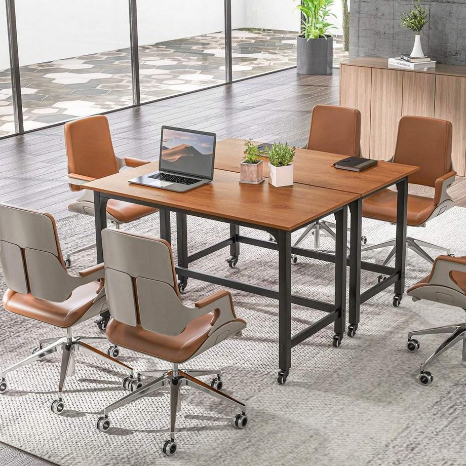 Northix Schreibtisch mit Rollen Computertisch mit Abnehmbarer Stofftasche und Kopfhörerhaken 120 x 60 x 75 cm Natur  