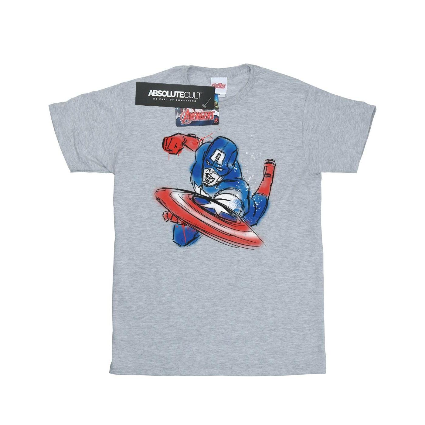 Image of Avengers Captain America Spray Tshirt Herren Grau XL
