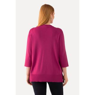 Ulla Popken  Pullover, Cut-Outs, Stehkragen, 3/4-Arm, Rippstrick 