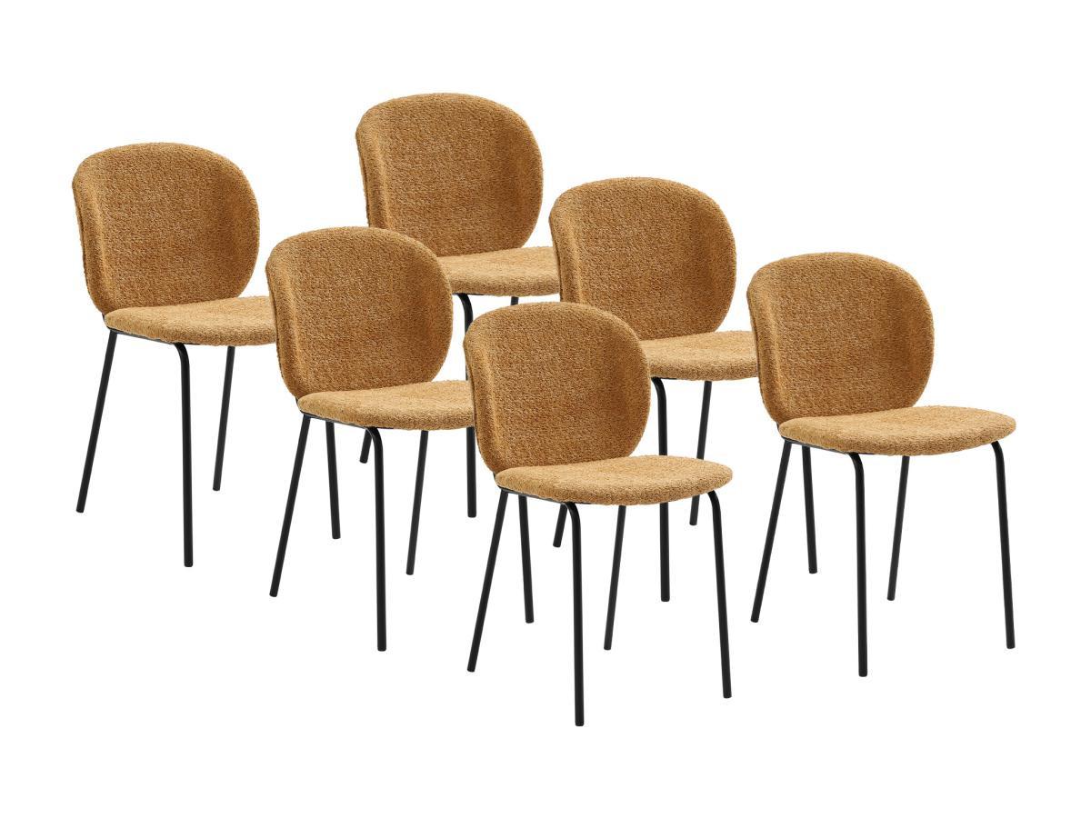Image of Stuhl 6er-Set - Bouclé-Stoff &es Metall - Senfgelb - BEJUMA Stuhl 6er-Set - Bouclé-Stoff &es Metall - Senfgelb - BEJUMA