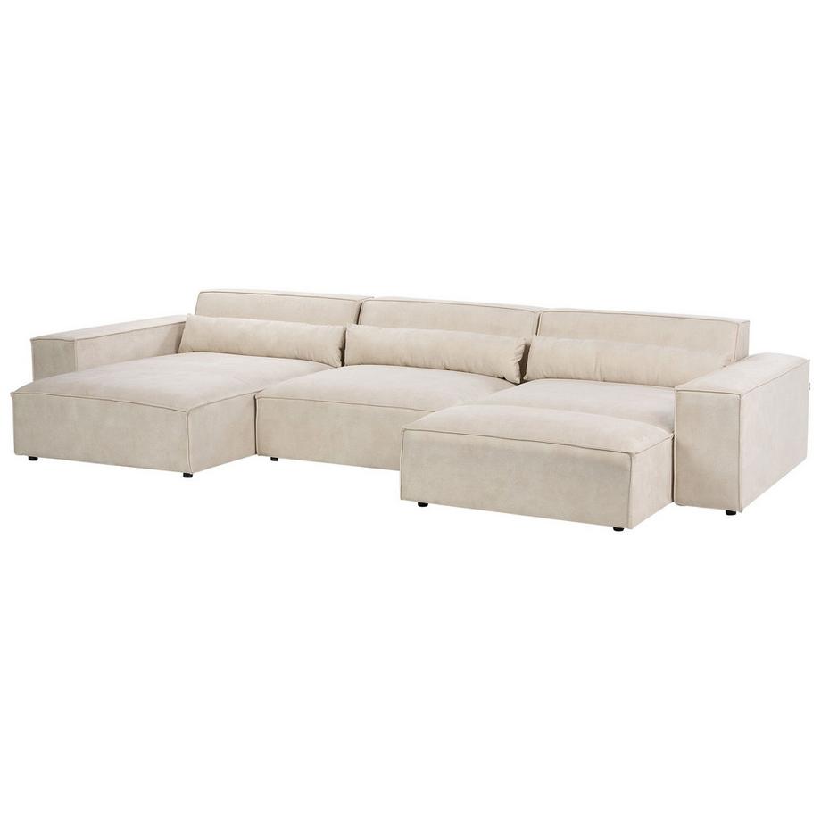 Beliani Ecksofa mit Ottomane aus Samtstoff Modern HELLNAR  