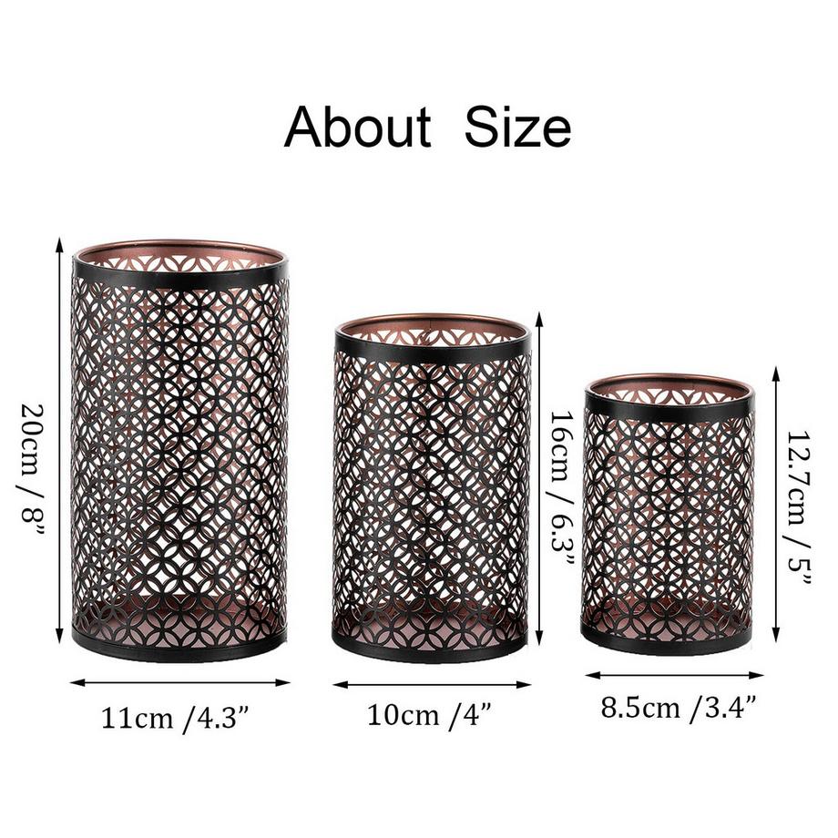 Alopini  Bougeoir à bougie en métal set de 3 bougeoirs pour bougies à réchaud 