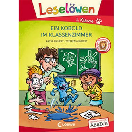 Leselöwen 1. Klasse - Ein Kobold im Klassenzimmer (Großbuchstabenausgabe) Richert, Katja; Loewe Erstlesebücher (Hrsg.); Gumpert, Steffen (Illustrationen) Gebundene Ausgabe 