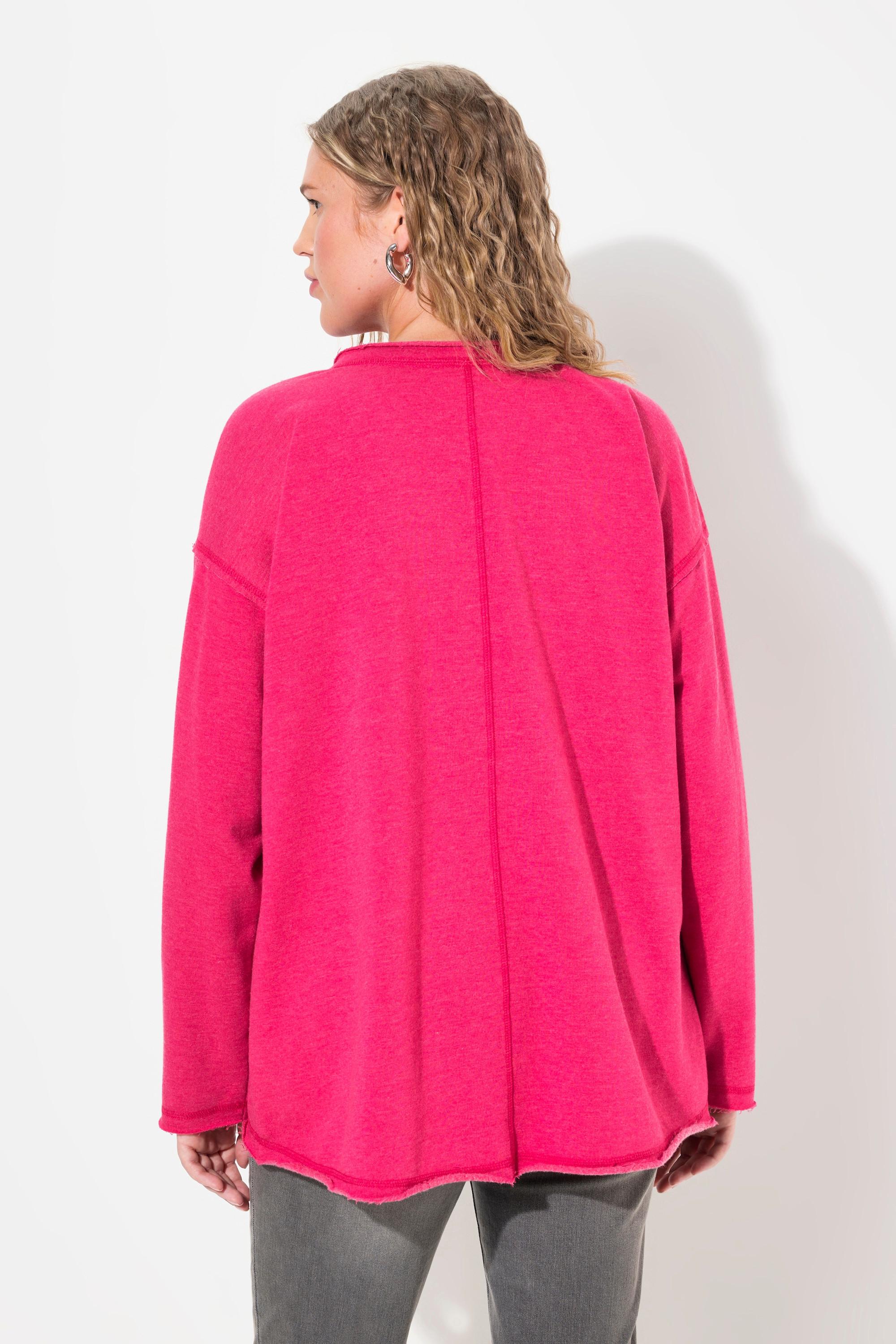 Ulla Popken  Sweat-shirt oversize, manches longues et col en V, flocage étoiles 