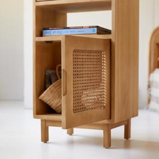 Tikamoon Bibliothèque basse enfant en orme massif et cannage Luis  