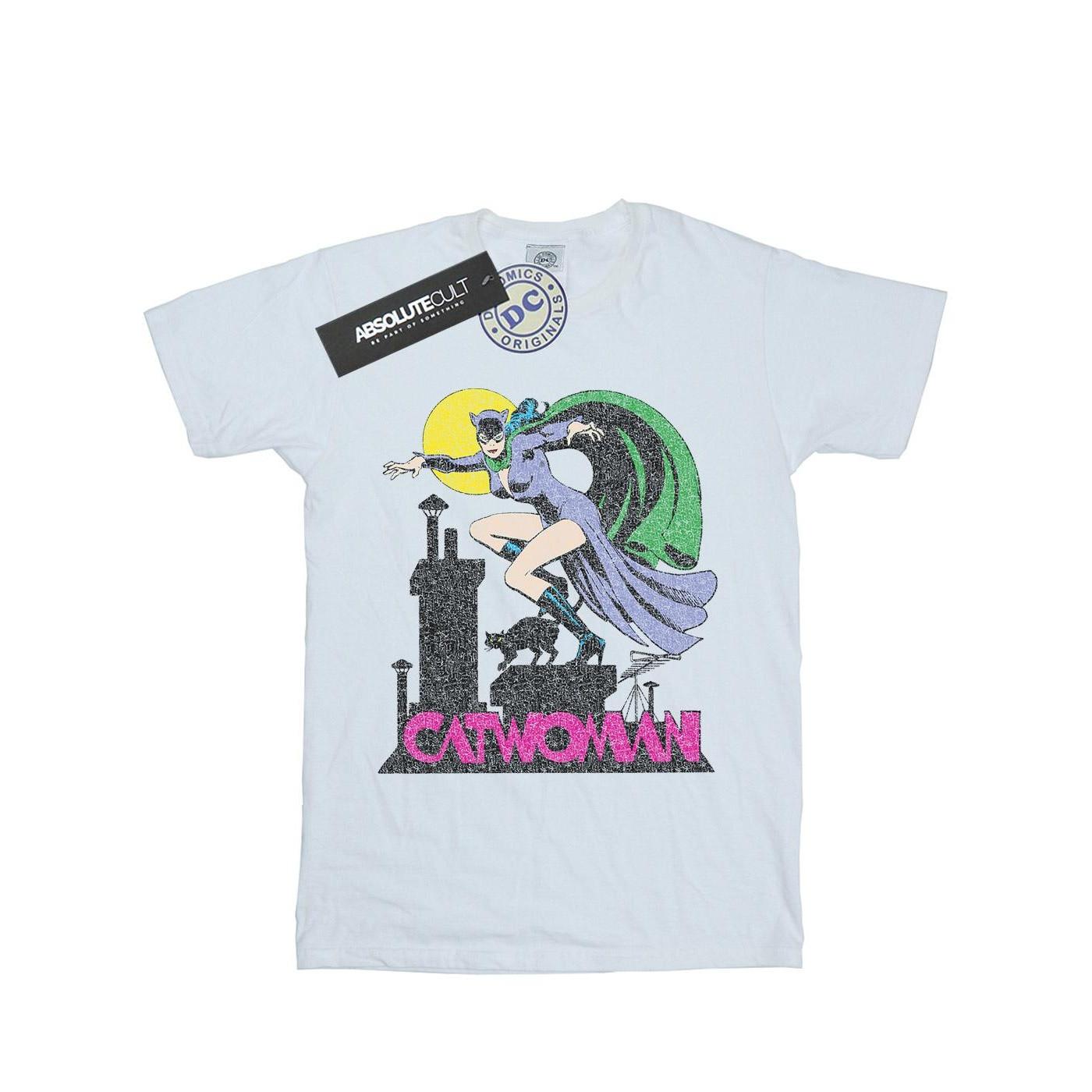 Image of Catwoman Crackle Logo Tshirt Damen Weiss 3XL