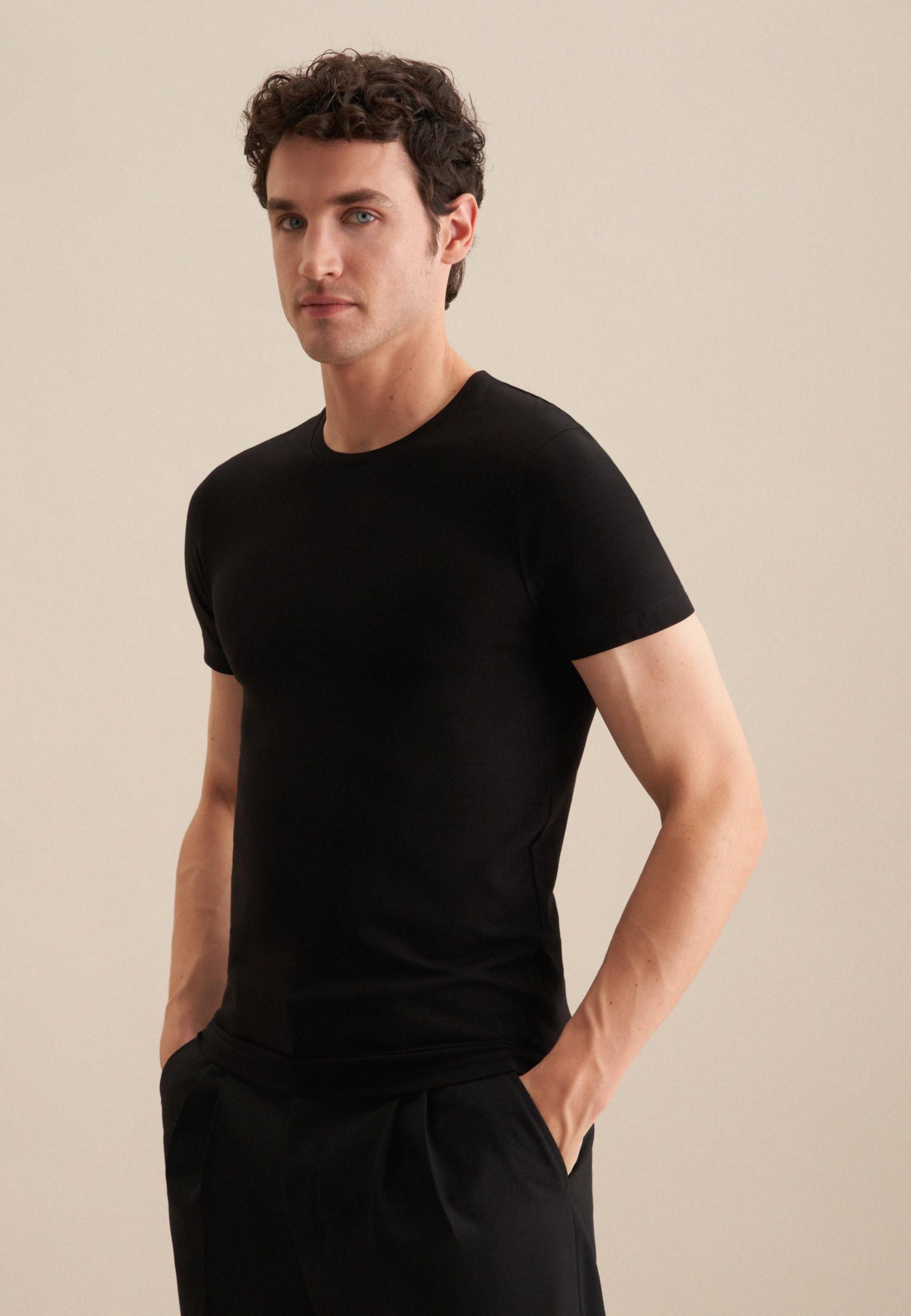 Image of T-shirt Regular Fit Kurzarm Uni Herren Schwarz XXL