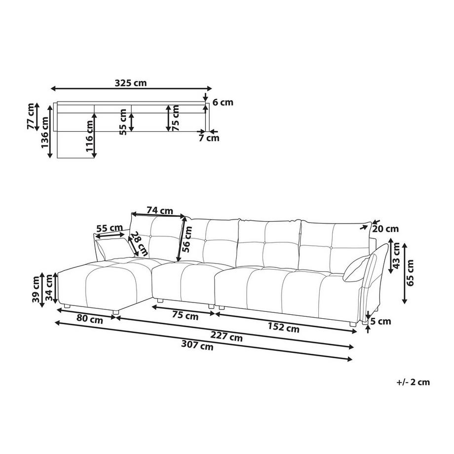 Beliani Ecksofa aus Stoff Klassisch TOMRA  