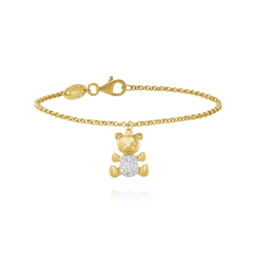 LÉGENDE-Armband mit Teddybär-Anhänger aus Goldsilber und Zirkonoxiden