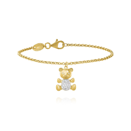 Charles Garnier  LÉGENDE-Armband mit Teddybär-Anhänger aus Goldsilber und Zirkonoxiden 