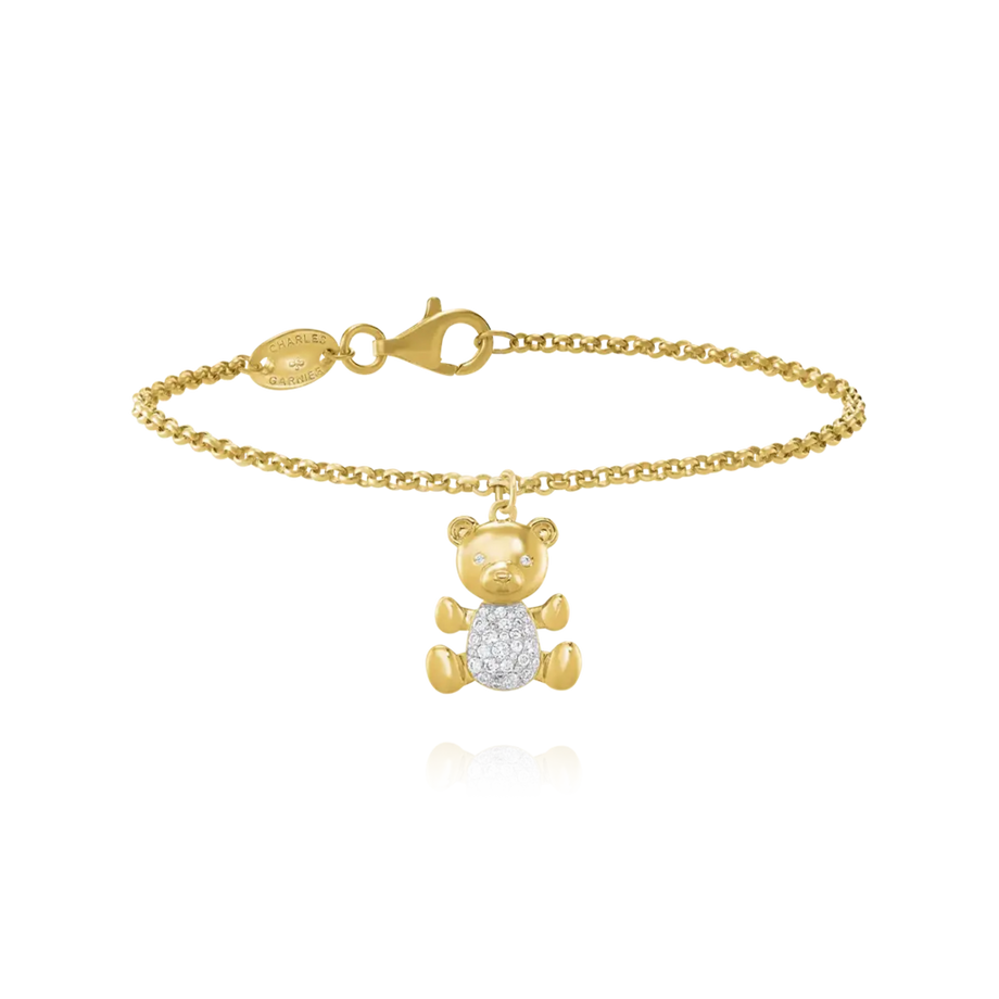 Charles Garnier  Bracelet LÉGENDE avec Pendant Ourson en Argent Doré & oxydes de zirconium 