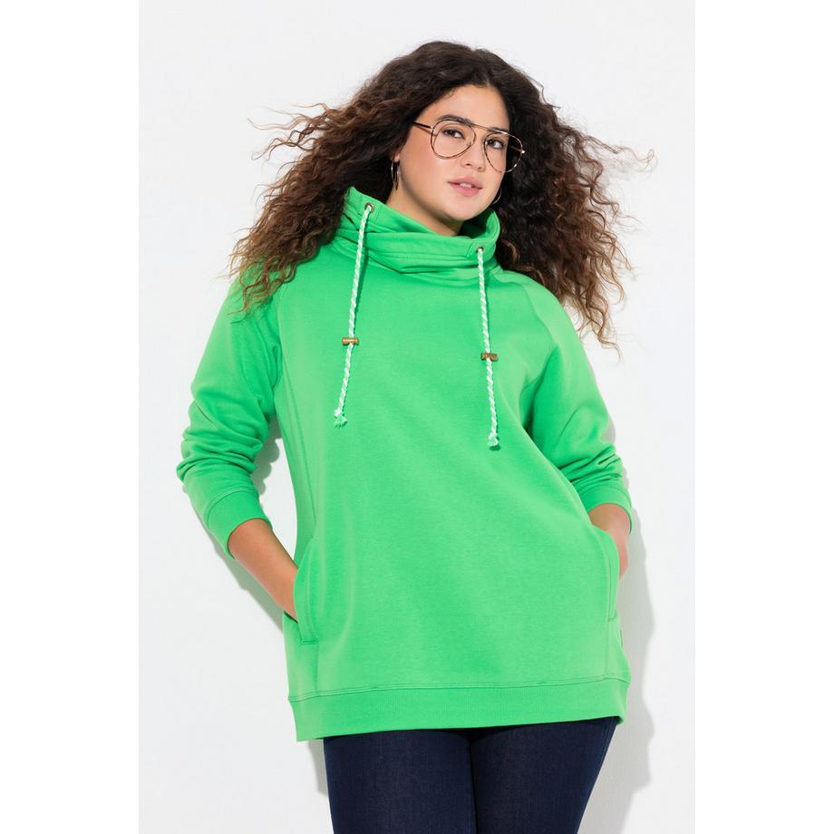 Ulla Popken Sweatshirt Weiter Stehkragen Taschen Raglan Langarm  