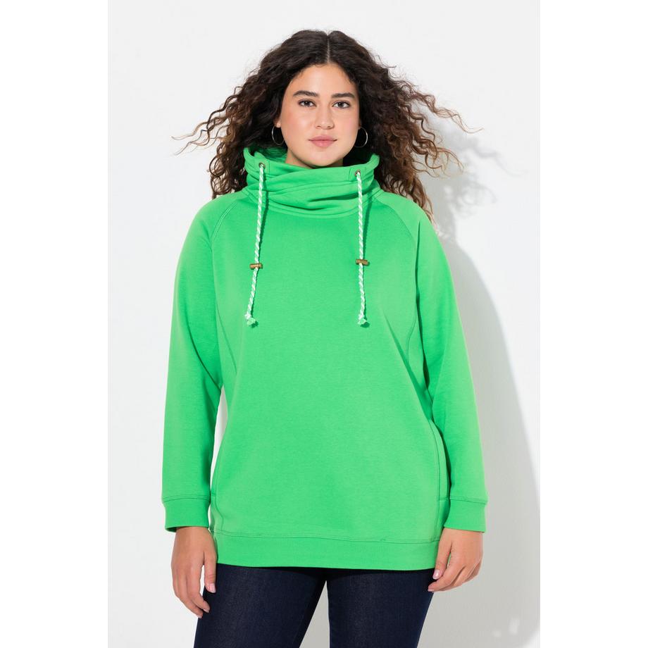 Ulla Popken Sweatshirt Weiter Stehkragen Taschen Raglan Langarm  