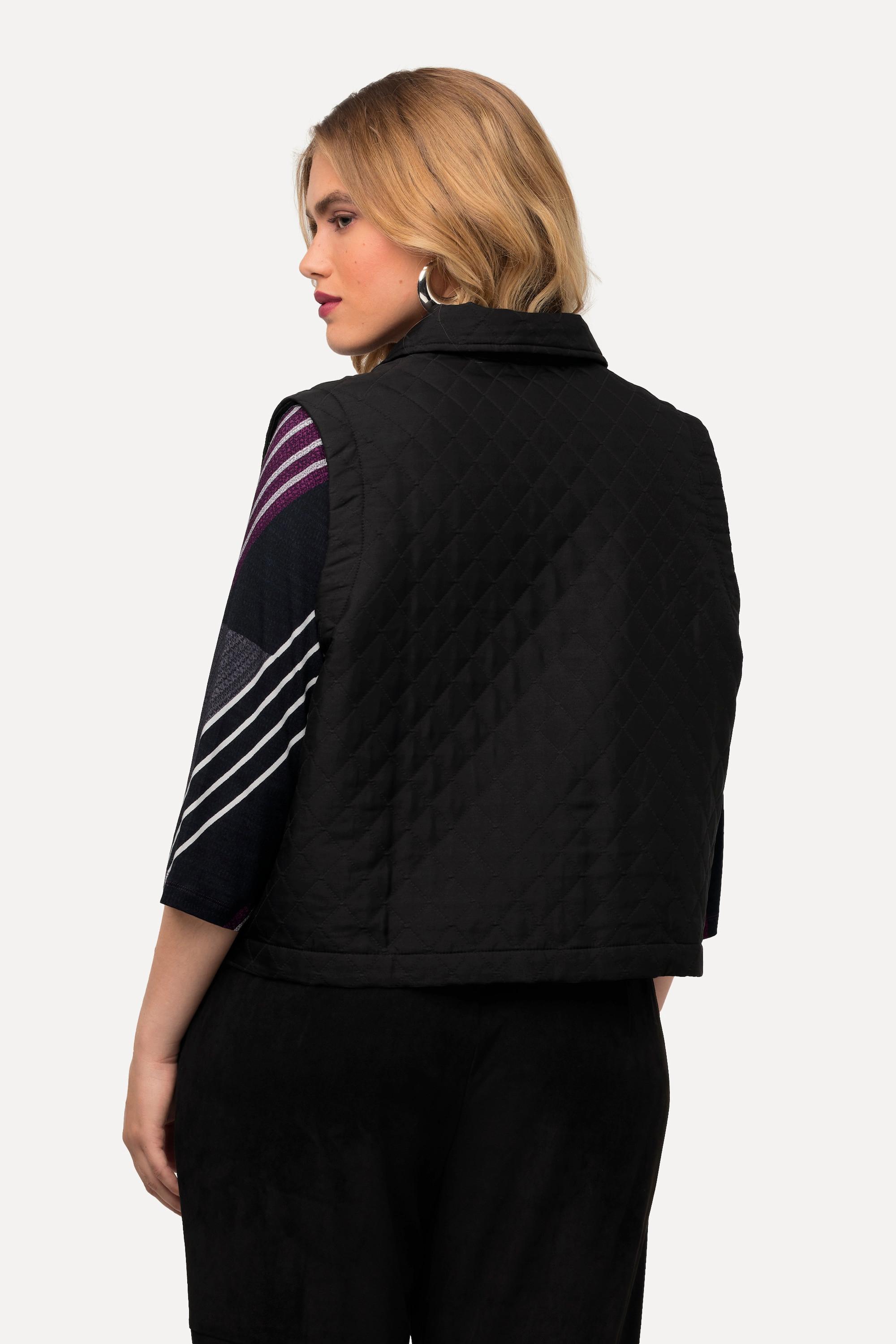 Ulla Popken Gilet matelassé boutons-pression latéraux col chemise  