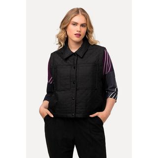 Ulla Popken Gilet matelassé boutons-pression latéraux col chemise  