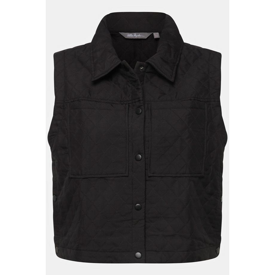 Ulla Popken Gilet trapuntato bottoni automatici laterali colletto da camicia  