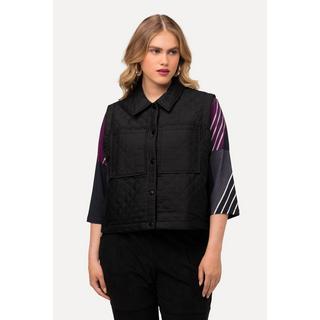 Ulla Popken Gilet matelassé boutons-pression latéraux col chemise  
