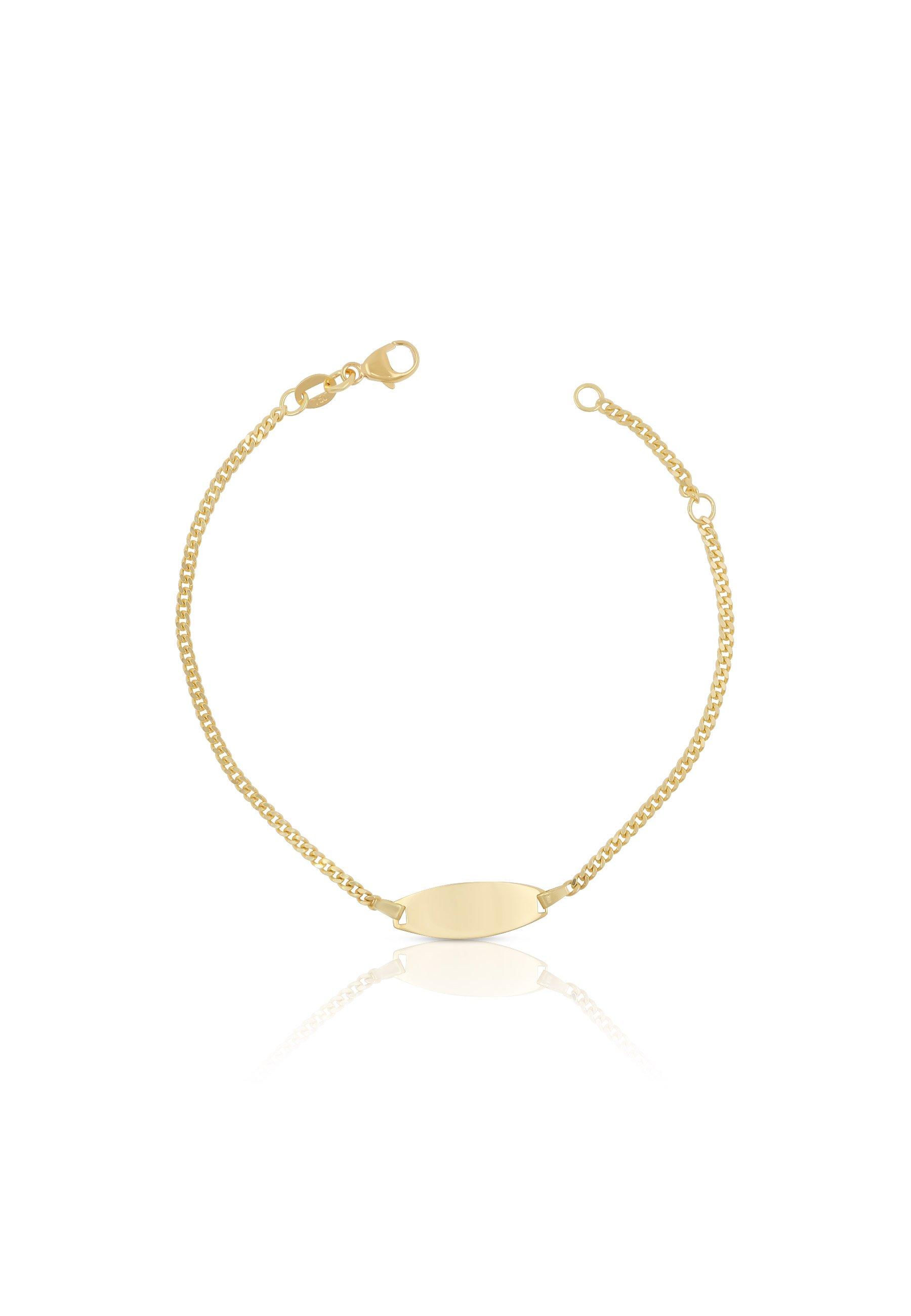 MUAU Schmuck  Bébé Bracelet Panzer Gelbgold 375, 18cm Gravurplatte 1.9cm 