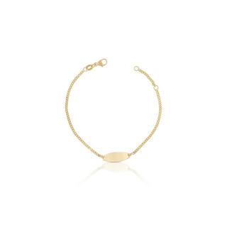 MUAU Schmuck  Bébé Bracelet Panzer Gelbgold 375, 18cm Gravurplatte 1.9cm 