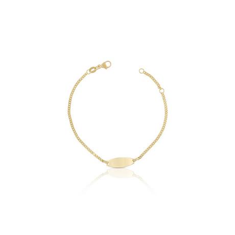 MUAU Schmuck  Bébé Bracelet Panzer Gelbgold 375, 18cm Gravurplatte 1.9cm 