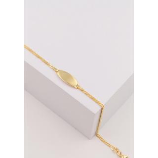 MUAU Schmuck  Bébé Bracelet Panzer Gelbgold 375, 18cm Gravurplatte 1.9cm 