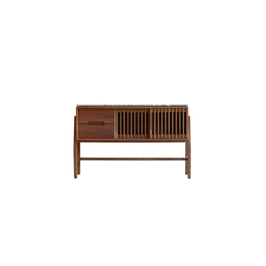 Console en noyer massif et terrazzo premium Isaure