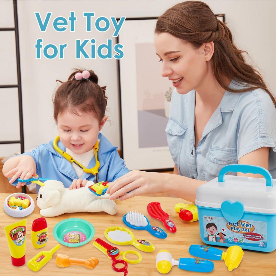 Activity-board  2 in 1 Tierarztkoffer für Kinder, Arztkoffer Kinder ab 3 4 5 Jahren, Rollenspiel Tierarzt Spielset 