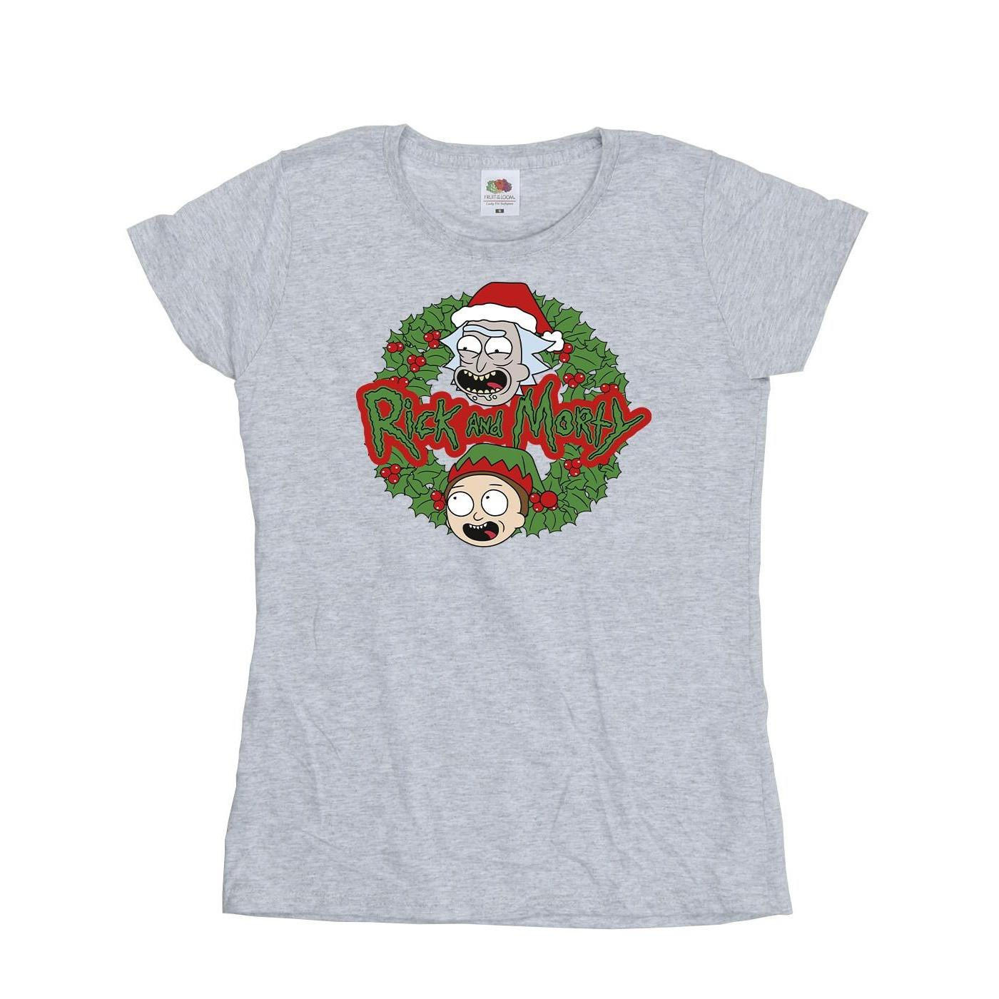 Image of Christmas Wreath Tshirt Damen Grau XXL