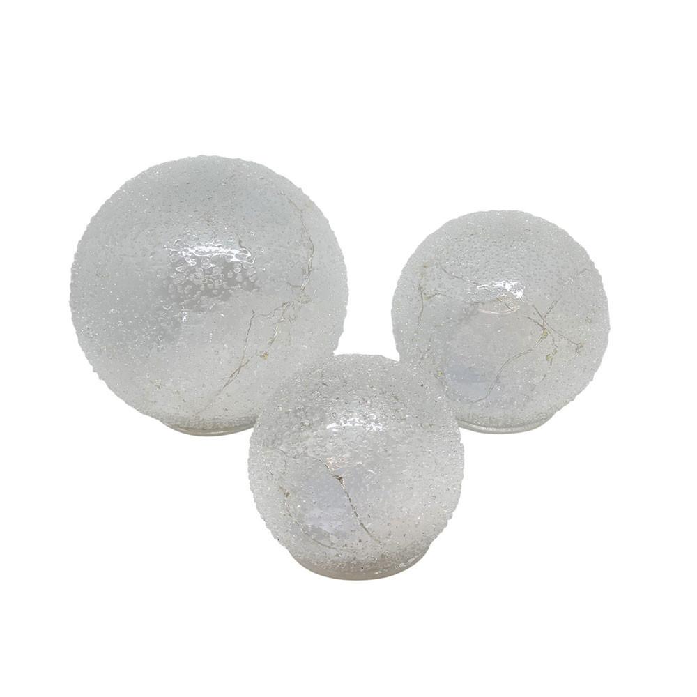 Dameco LED Glaskugel mit Kunstschnee 3er Set  