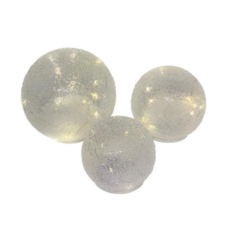 Dameco LED Glaskugel mit Kunstschnee 3er Set  