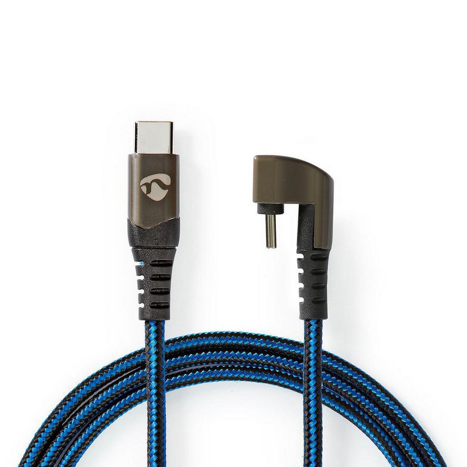 Nedis  Câble USB | USB 2.0 | USB-C™ mâle | USB-C™ mâle | 480 Mbps | Plaqué or | 1,00 m | Rond | Tressé / Nylon | Bleu / Noir | Boîte avec fenêtre couverte 