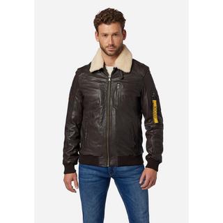 RICANO  Lederjacke TG-1011 - Piloten Stil mit Fellkragen aus Lammfell 