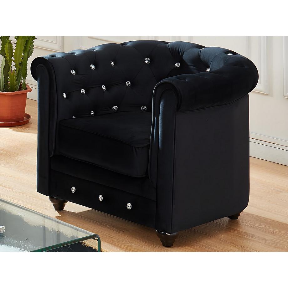 Vente-unique Sessel CHESTERFIELD Samt mit mit Knöpfen in Kristalloptik  