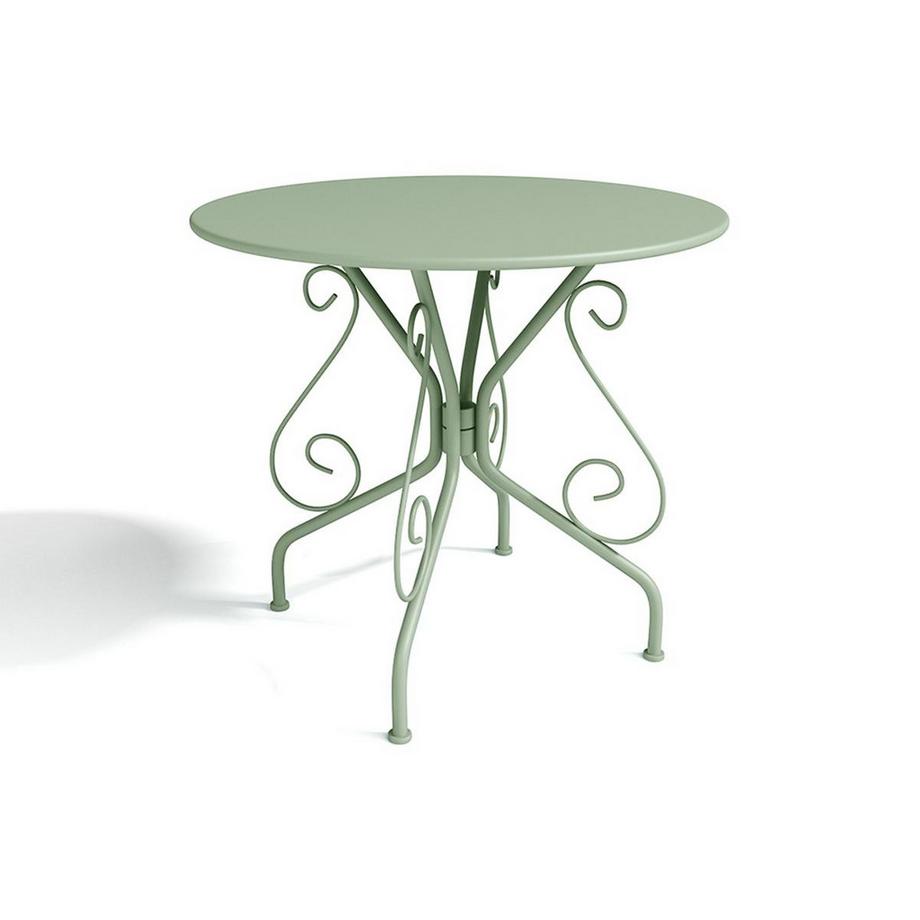 Table de jardin D.80 cm en métal façon fer forgé - Vert amande - GUERMANTES de MYLIA
