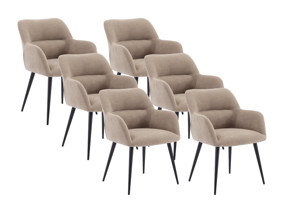 Vente-unique Lot de 6 chaises Avec accoudoirs Tissu métal HEKA  