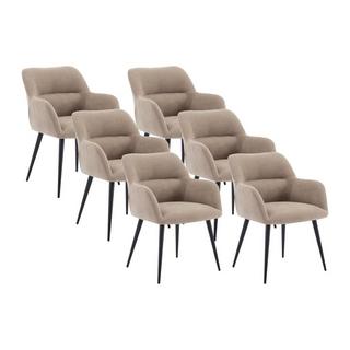 Vente-unique Lot de 6 chaises Avec accoudoirs Tissu métal HEKA  