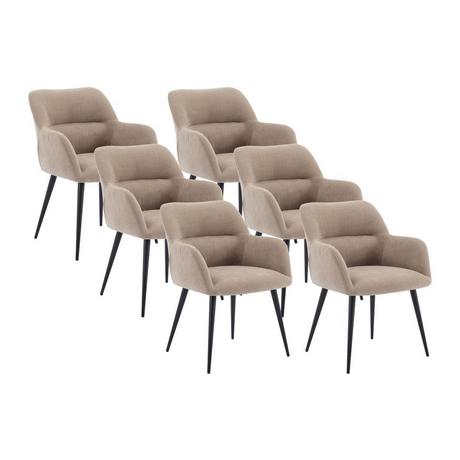 Vente-unique Lot de 6 chaises Avec accoudoirs Tissu métal HEKA  