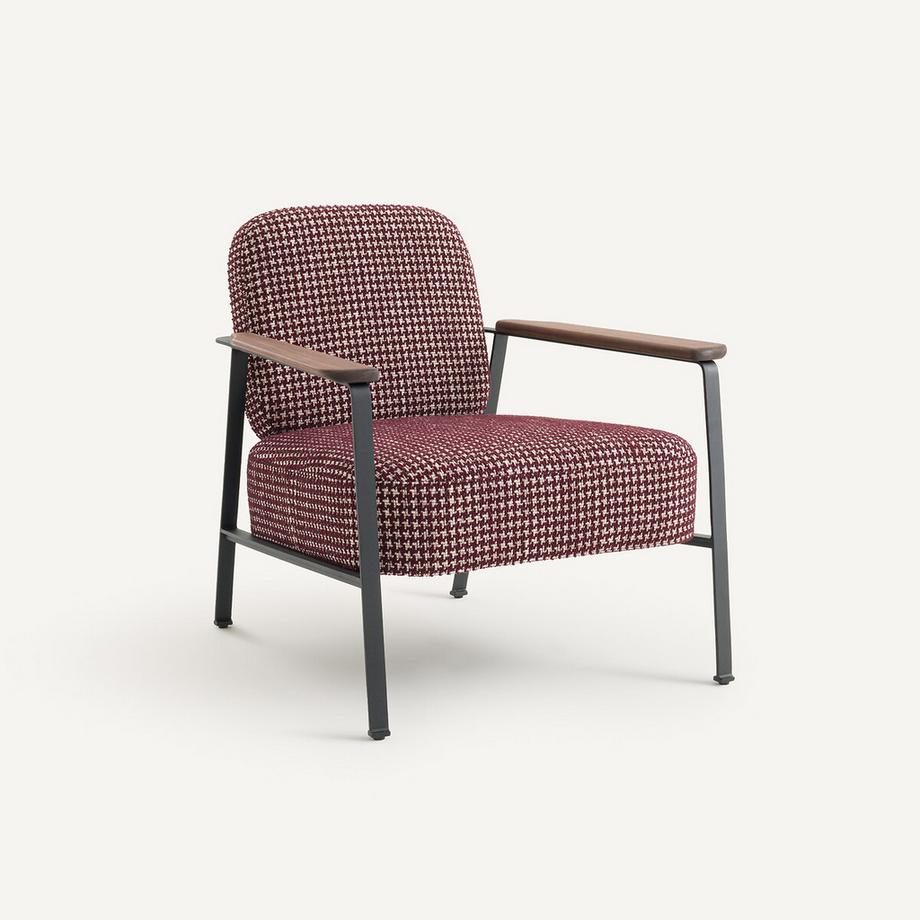 Sessel aus Metall und Jacquard-Druck