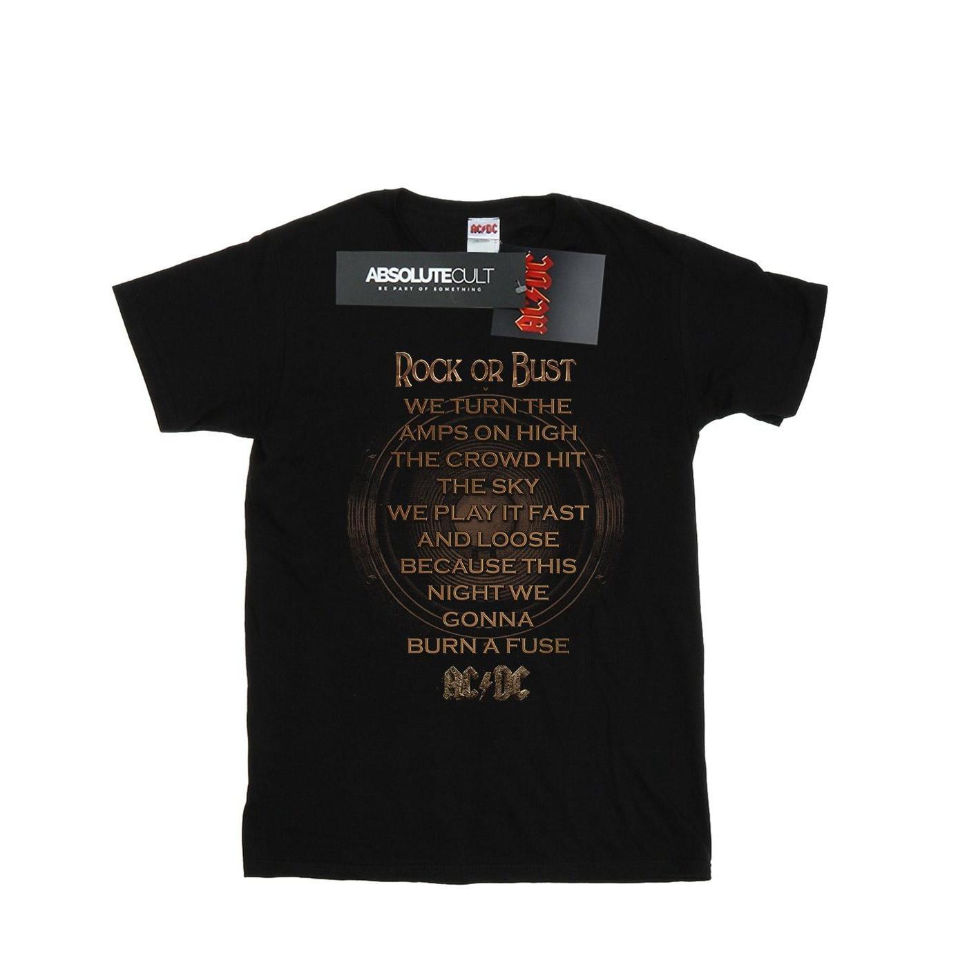 Image of Acdc Rock Or Bust Lyrics Tshirt Damen Schwarz 3XL