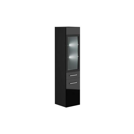 Vente-unique Badezimmerschrank miten LEDs - Schwarz - L30 x B30 x H132 cm - LAURINE II  