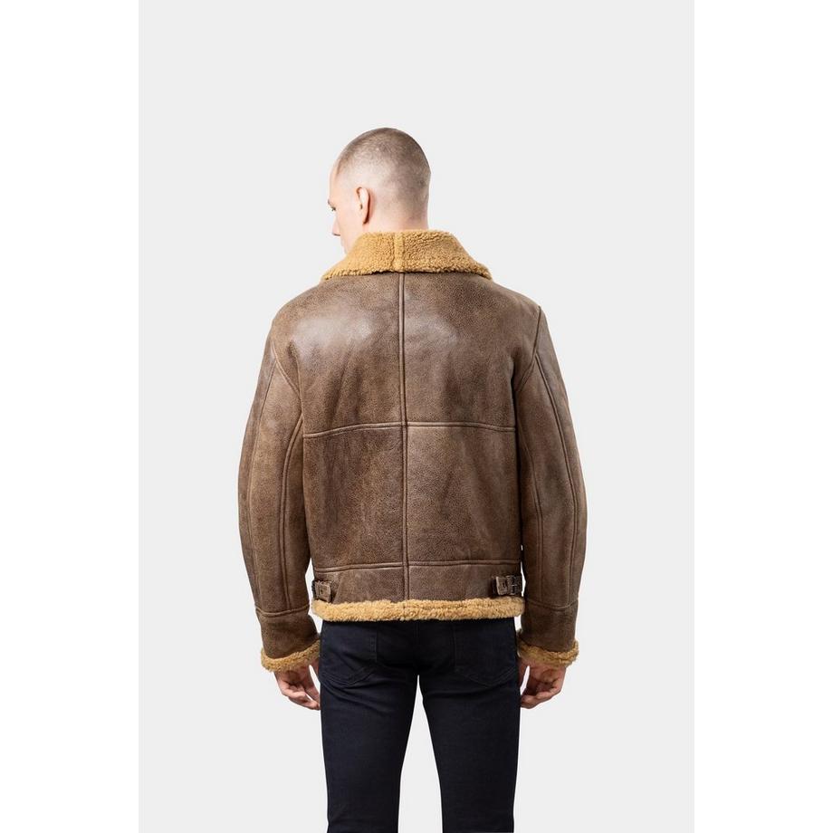 GÖTTIG. Blouson en cuir Aviator B3 Shearling Camel  