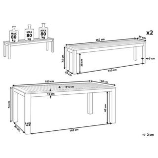 Beliani Table avec banc en Bois d'eucalyptus Traditionnel TUSCANIA  