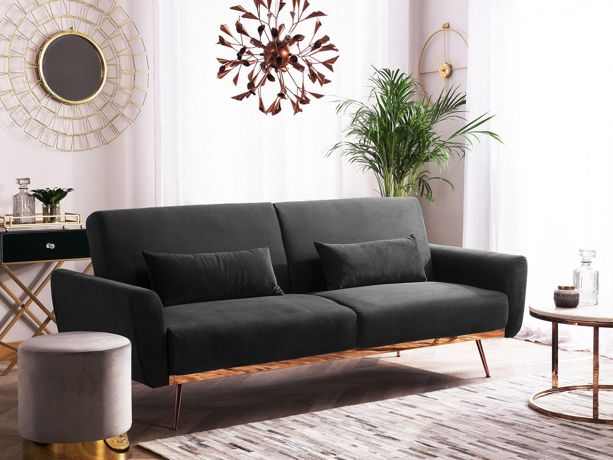 Beliani 3 Sitzer Sofa aus Samtstoff Glamourös EINA  