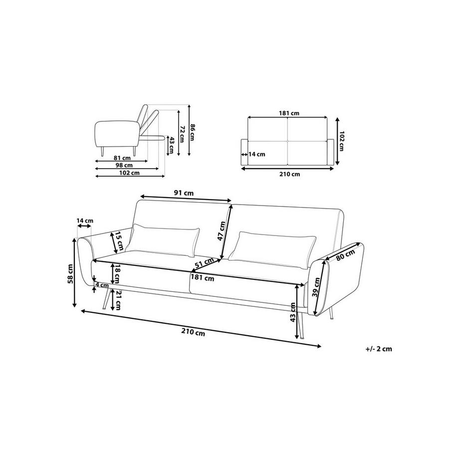 Beliani 3 Sitzer Sofa aus Samtstoff  EINA  