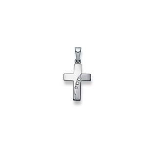 MUAU Schmuck  Pendentif croix en or blanc 750 diamant 0,05ct. 24x12mm 